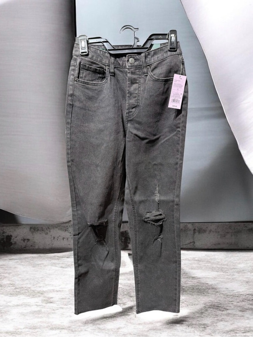 wild fable Black Straight-Leg Ripped Jeans